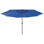 VIDAXL Parasol de jardin avec lumieres LED et mat en metal bleu azure