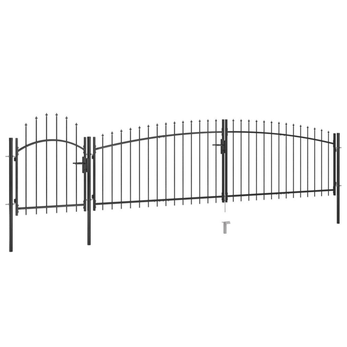VIDAXL Portail de cloture de jardin avec dessus en lance 5x1,5 m Noir