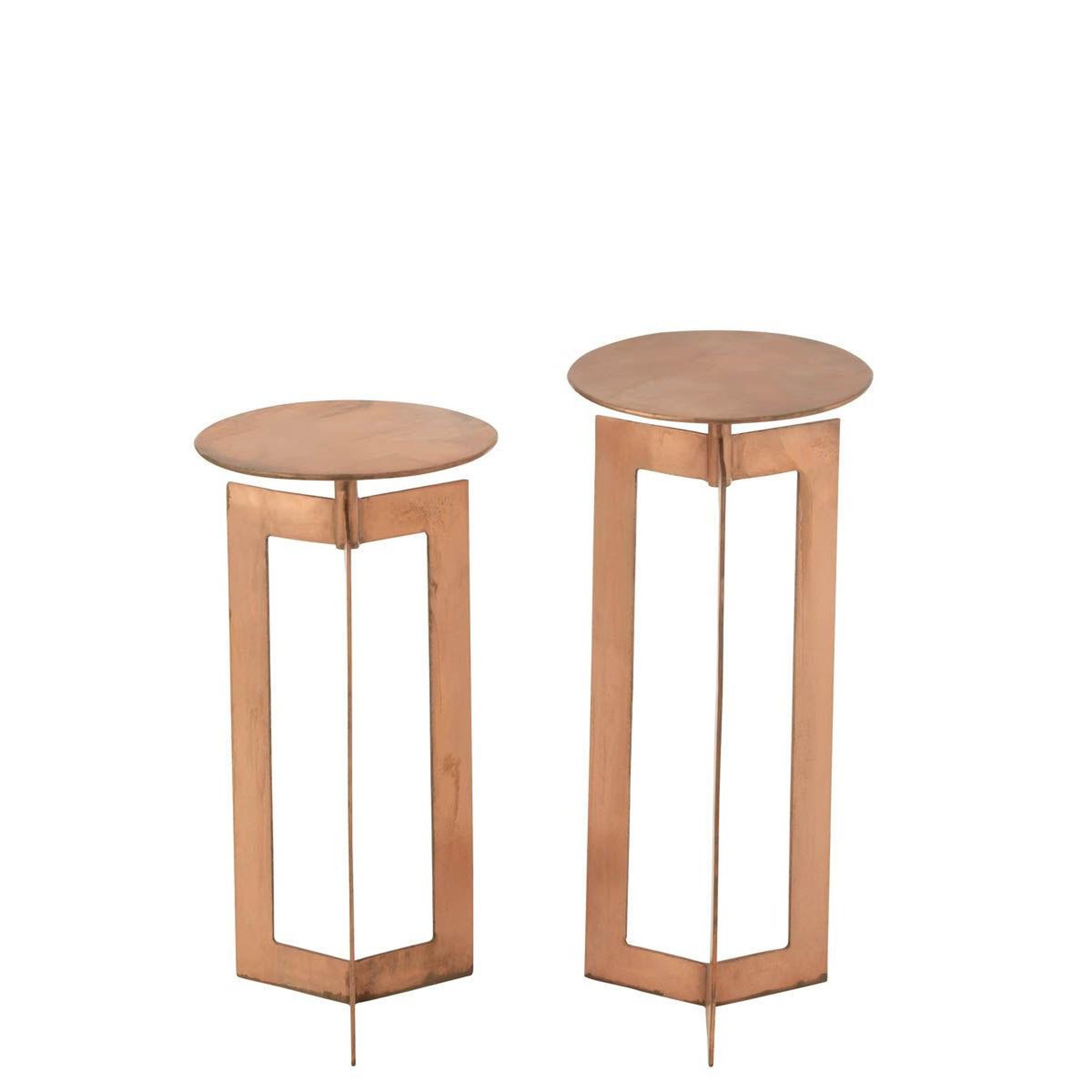 Voir la diapositive 2 : J-LINE Lot de 2 Tables d'Appoint Métal  Zino  71cm Cuivre
