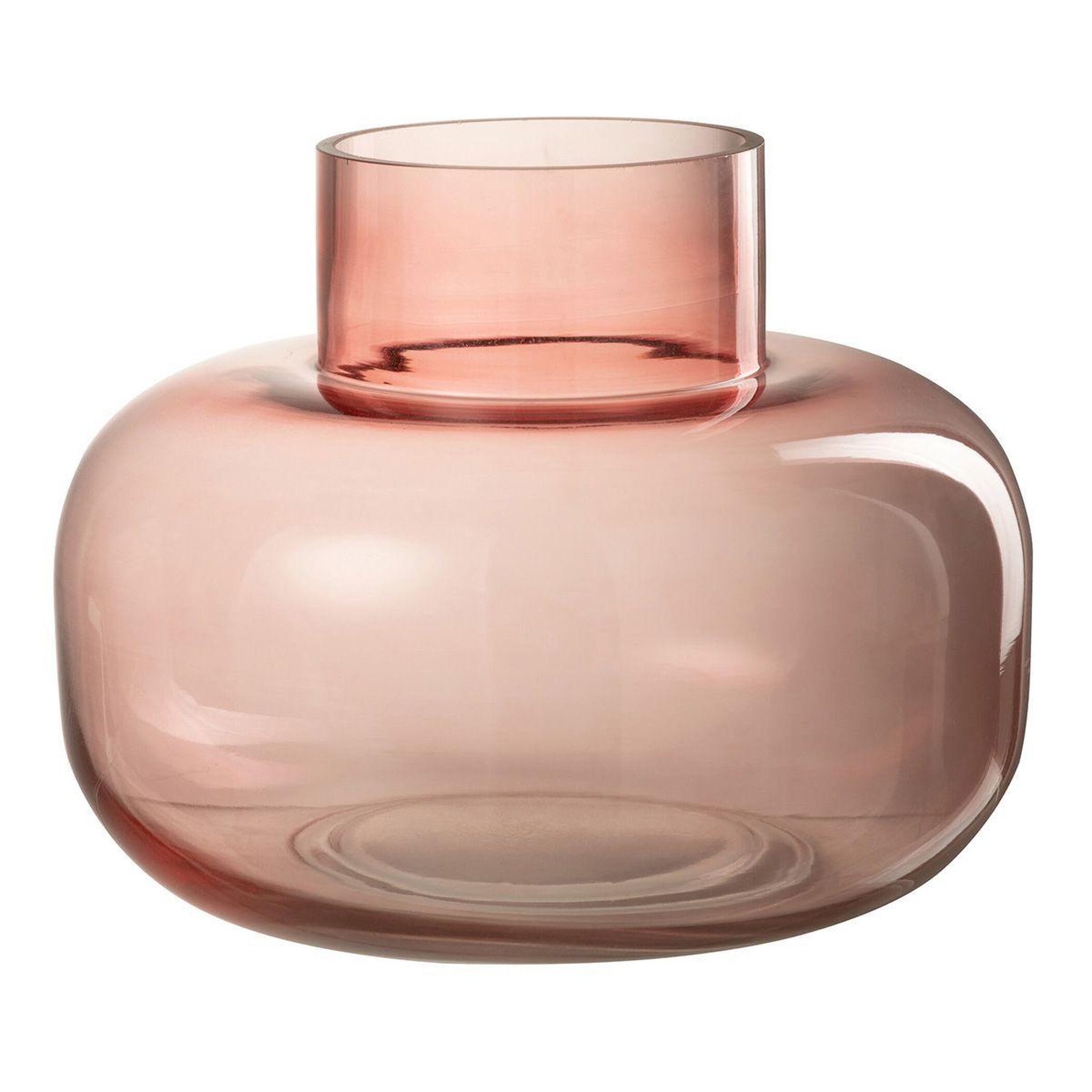 J-LINE Vase design rond en verre  lily  23cm rouge