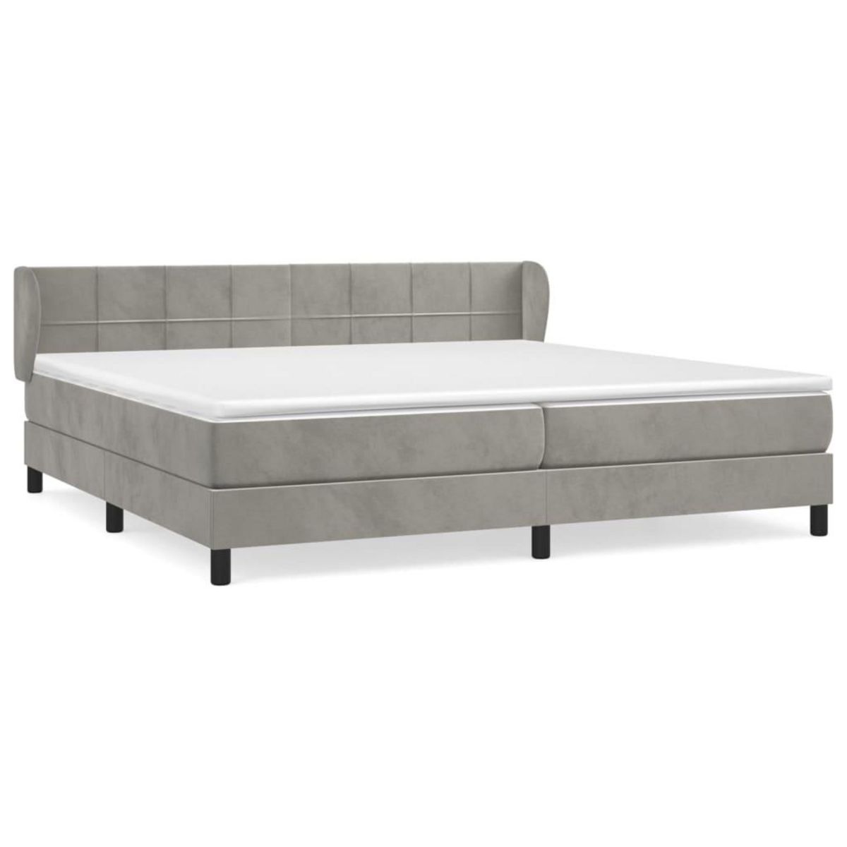 VIDAXL Sommier a lattes de lit et matelas Gris clair 200x200cm Velours