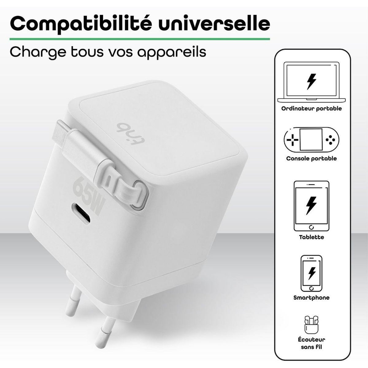 TNB Chargeur + câble GAN USB-C power delivery + cable 70cm