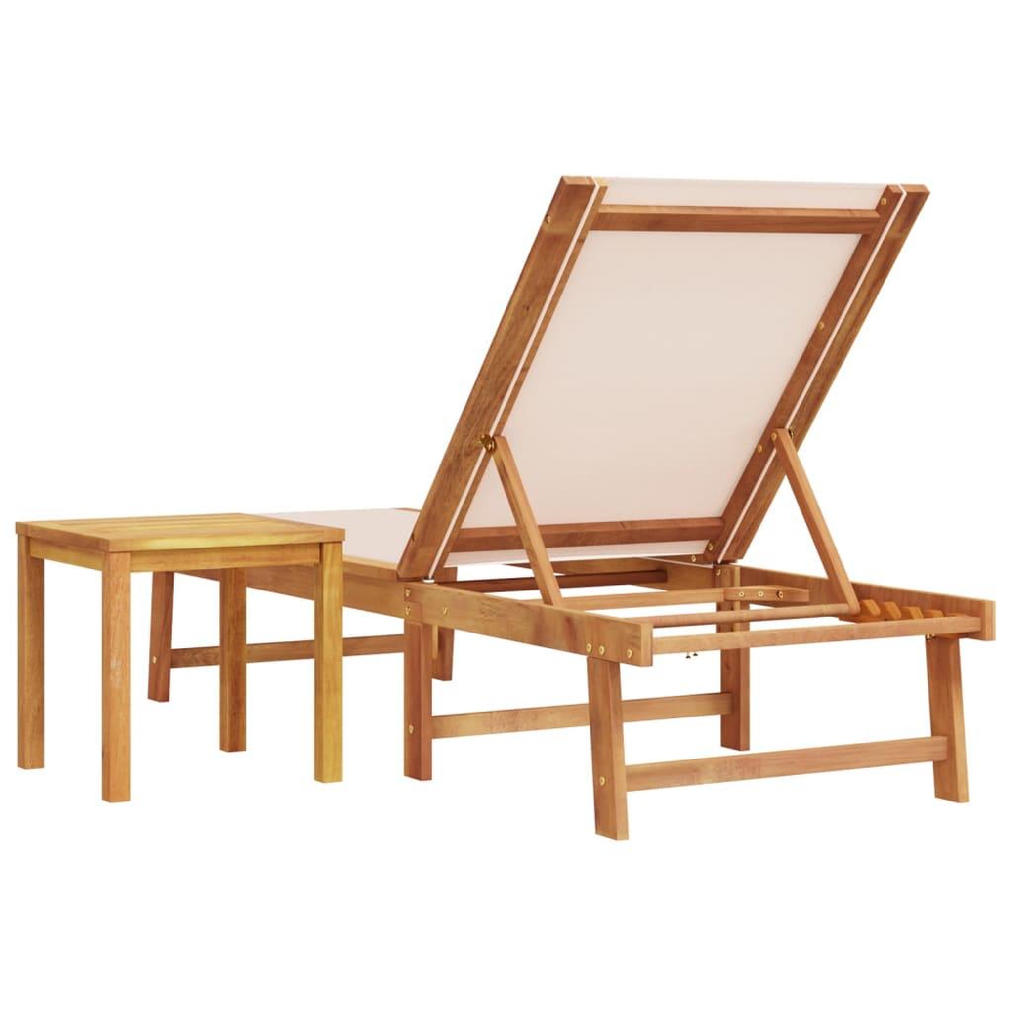 Voir la diapositive 5 : VIDAXL Chaise longue et table creme bois d'acacia solide et textilene