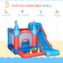 Voir la diapositive 4 : OUTSUNNY Château gonflable enfant - toboggan, trampoline, piscine, mur d'escalade - gonfleur, sac de transport inclus - dim. 3,33L x 2,8l x 2,1H m - polyester rouge bleu