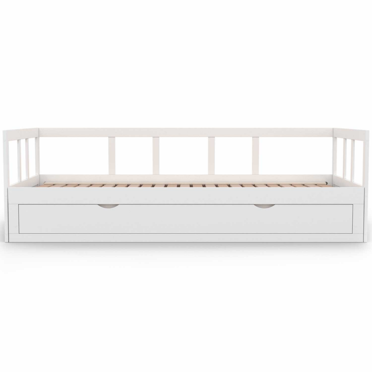 ID MARKET Lit banquette 90 x 190 cm ZOYA convertible 180 x 190 cm blanc avec 1 tiroir de rangement
