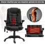 Voir la diapositive 5 : HOMCOM Fauteuil de bureau direction massant chauffant hauteur réglable dossier inclinable toile de lin noir
