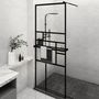 Voir la diapositive 1 : VIDAXL Paroi de douche avec etagere Noir 80x195 cm Verre ESG&Aluminium