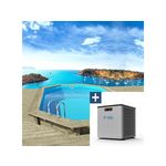 Habitat et Jardin Piscine bois   Miami 130   - 4.86 x 3.36 x 1.30 m + Mini Pompe à chaleur - Puissance 3.5 Kw