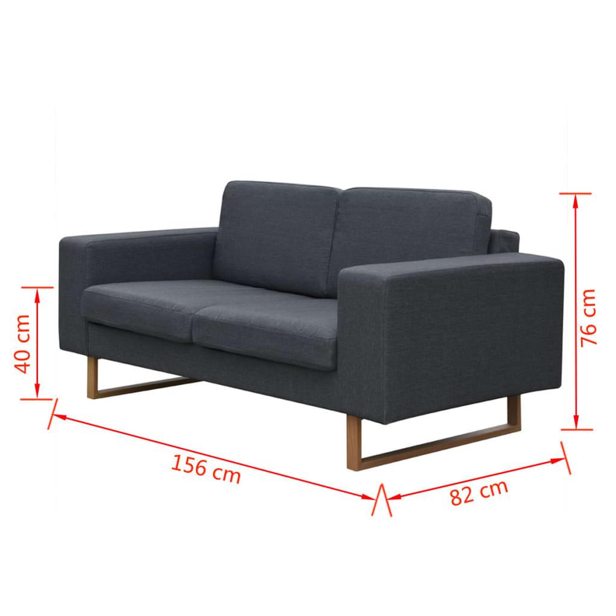 Voir la diapositive 5 : VIDAXL Canape a 2 places Tissu Gris fonce