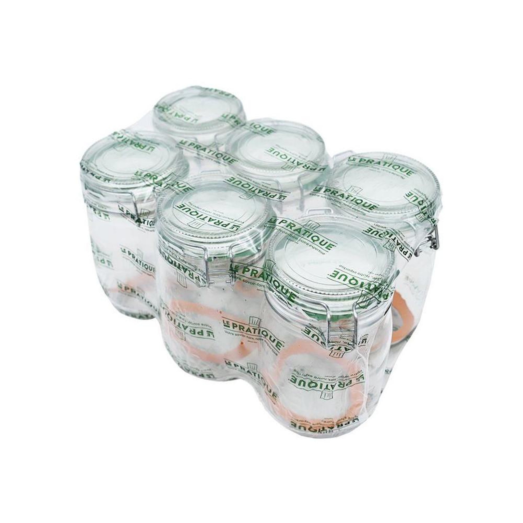 Voir la diapositive 2 : LE PRATIQUE Bocaux à armature en verre 1 l ø85 mm, fermeture à clamp, pack de 6