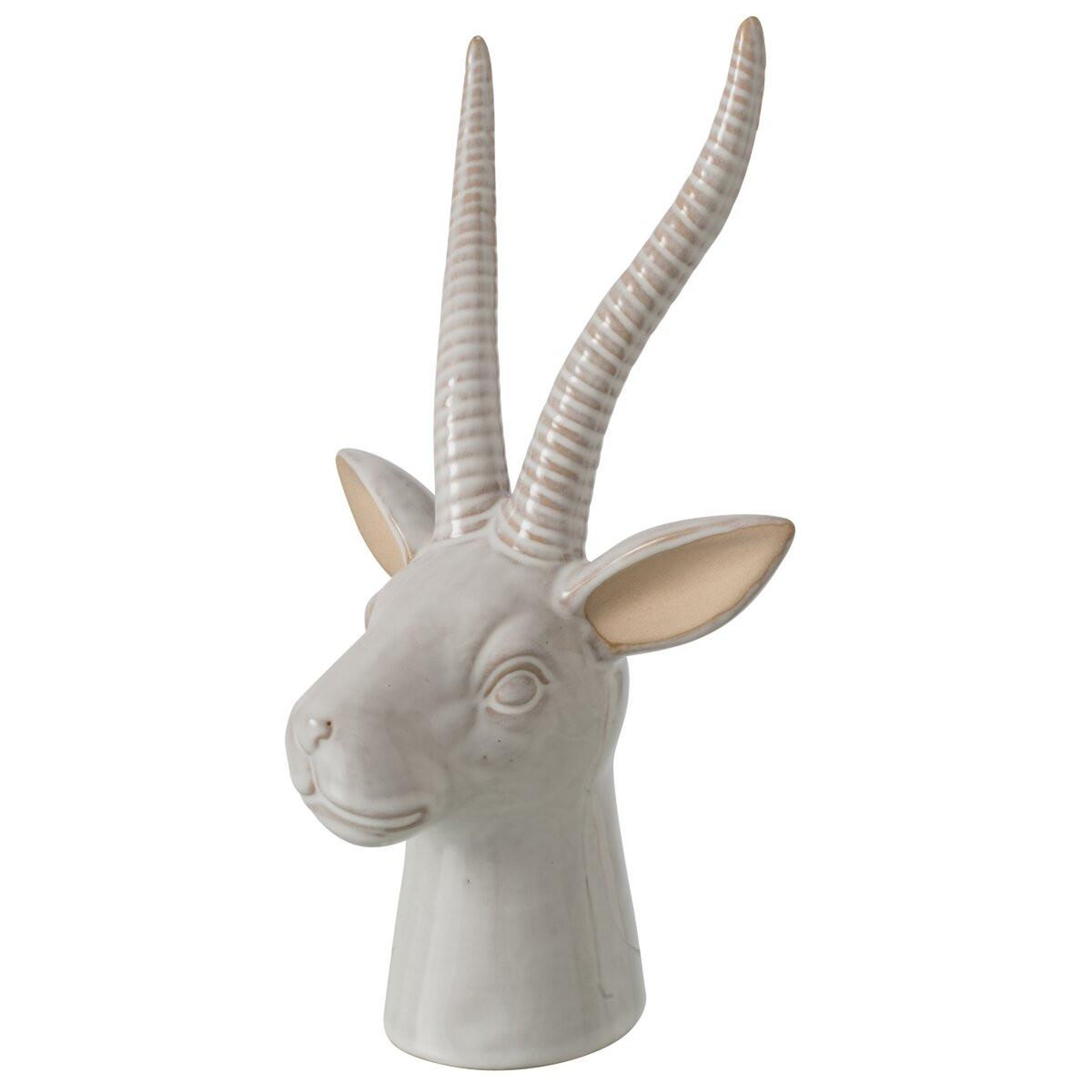 Voir la diapositive 2 : J-LINE Tête de cerf en porcelaine  ragna  28cm écru