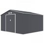 Voir la diapositive 3 : MARKET24 JUPITER Abri de jardin en métal 10,85 m² - 340 x 319 x 210 cm - Kit d'ancrage inclus, 2 portes coulissantes - Gris