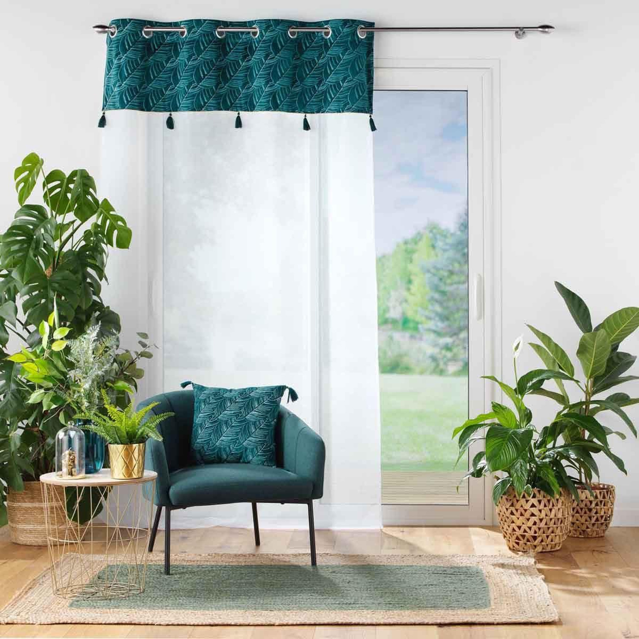 Voir la diapositive 4 : Douceur d'Intérieur Rideau voilage à œillets  palmina  140x240cm bleu