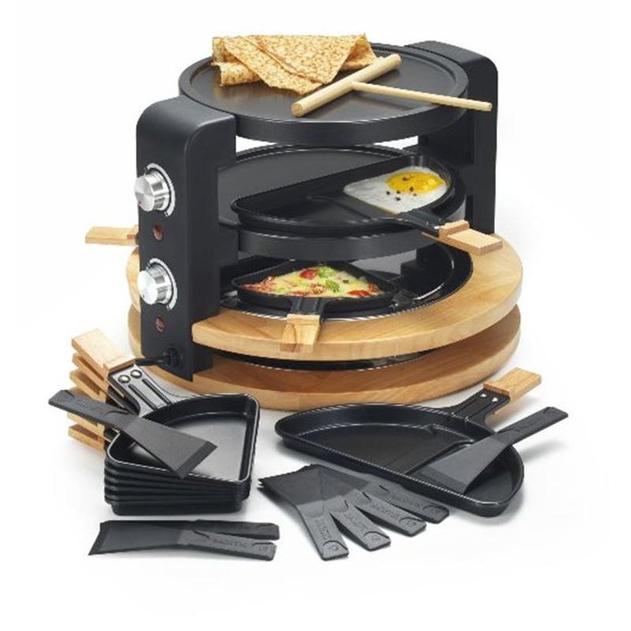 Voir la diapositive 2 : Kitchen chef Appareil à raclette 8/10 personnes 1500w + gril + crêpière - KCWOOD.8.SUPER