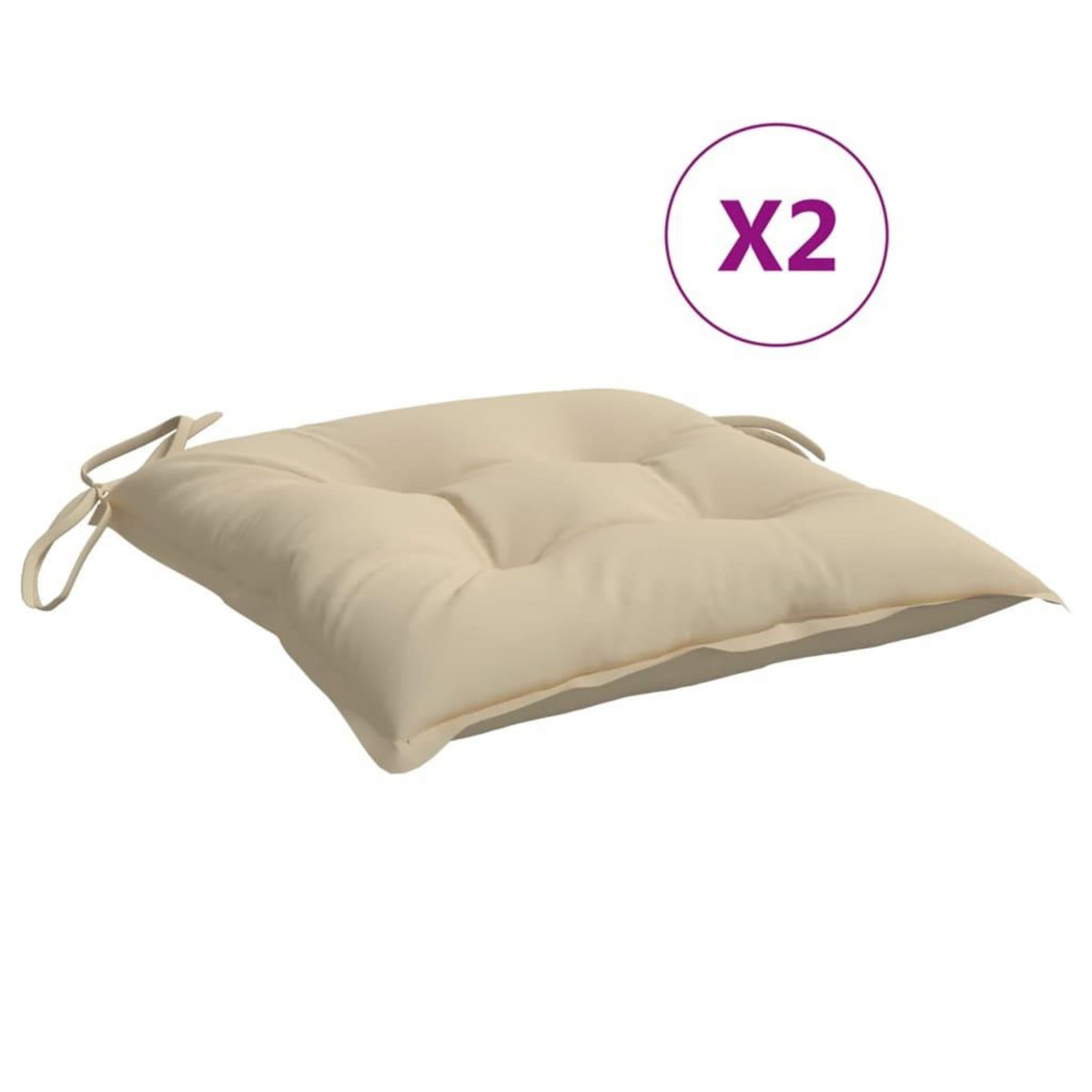 VIDAXL Coussins de palette lot de 2 beige 50x50x7 cm tissu oxford