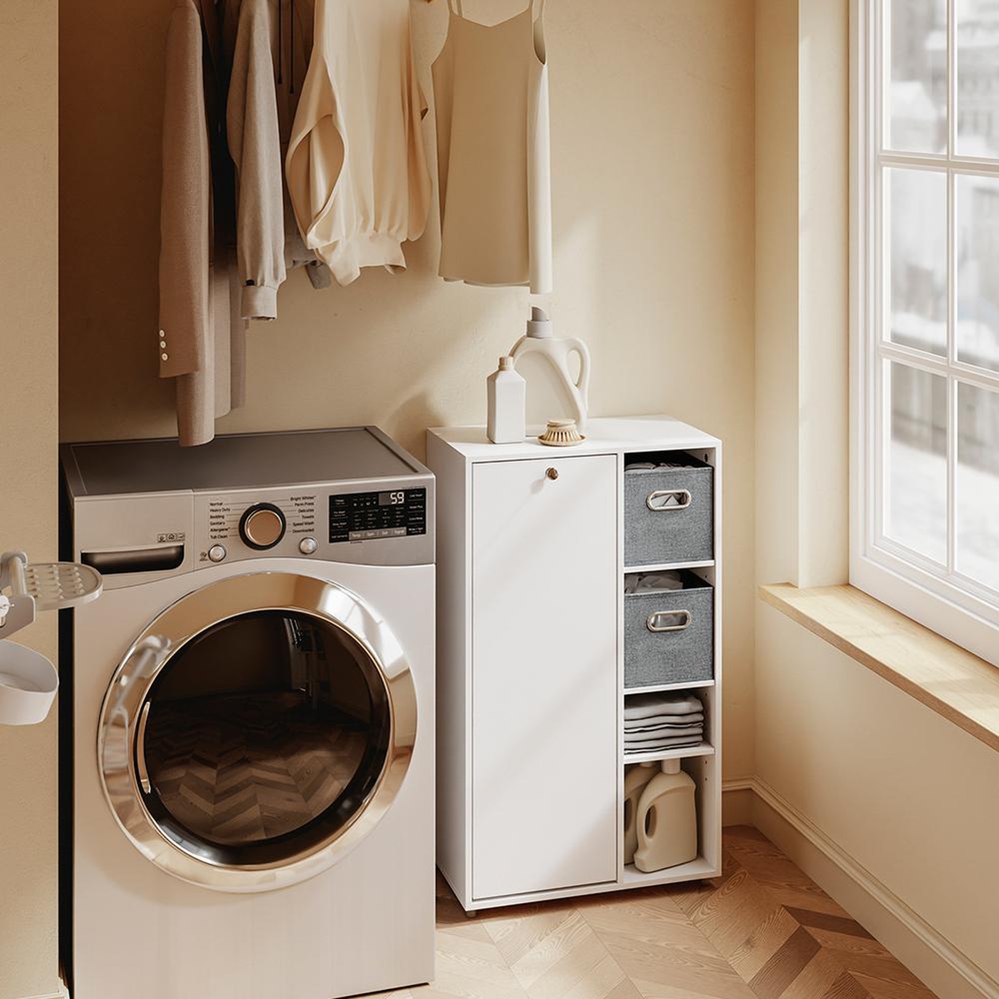 Voir la diapositive 2 : SOBUY Armoire de rangement haute Blanc 50x30x85cm BZR218-W