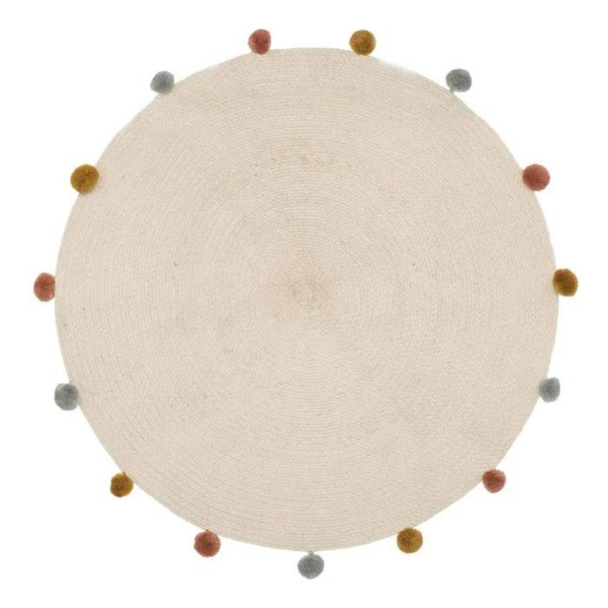 Atmosphera Kids Tapis Enfant Pompons  Arlequin  90cm Beige