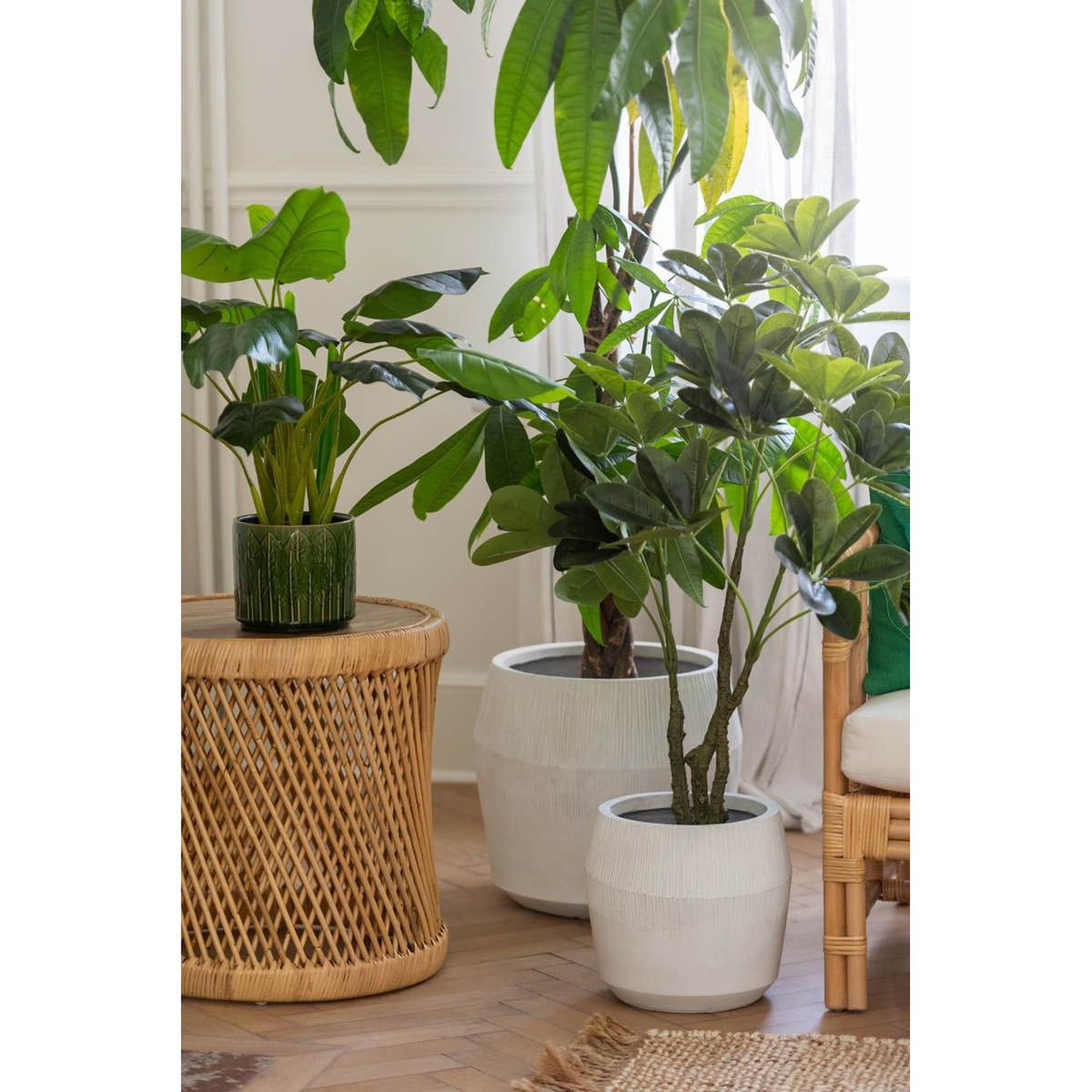 Voir la diapositive 6 : J-LINE Lot de 3 cache-pots en argile  abel  55cm blanc