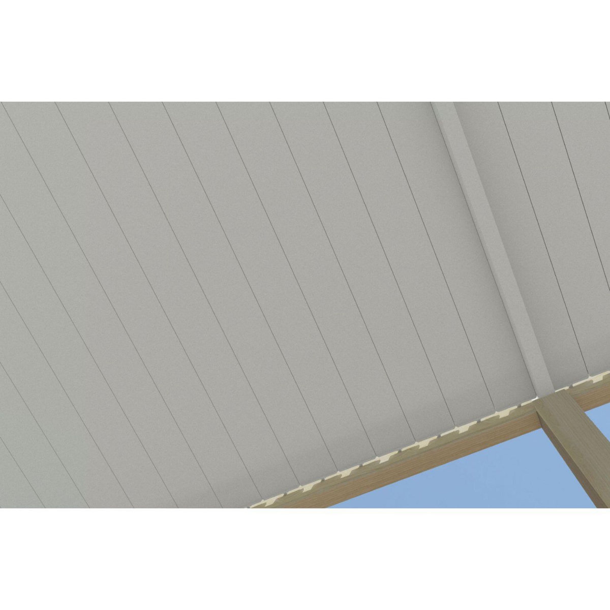 Pergola Bioclimatique autoportée 3x6 m - Aluminium - Effet  bois naturel/blanc -  VS OmBREA®