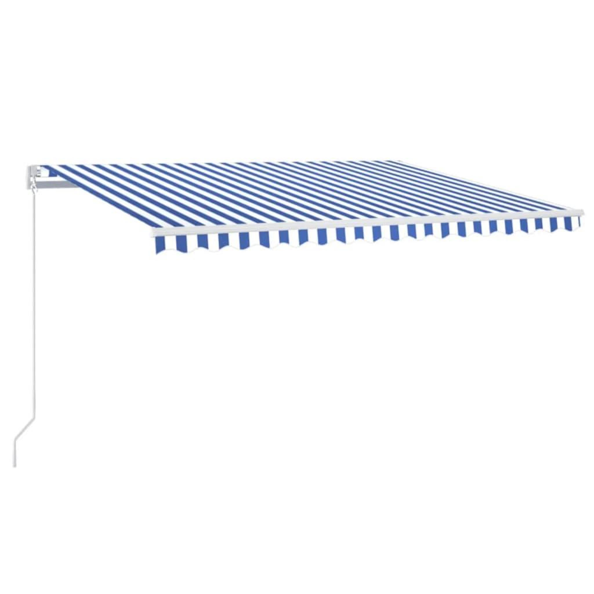 Voir la diapositive 2 : VIDAXL Auvent manuel retractable avec LED 400x300 cm Bleu et blanc