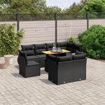 VIDAXL Salon de jardin 9 pcs avec coussins noir resine tressee