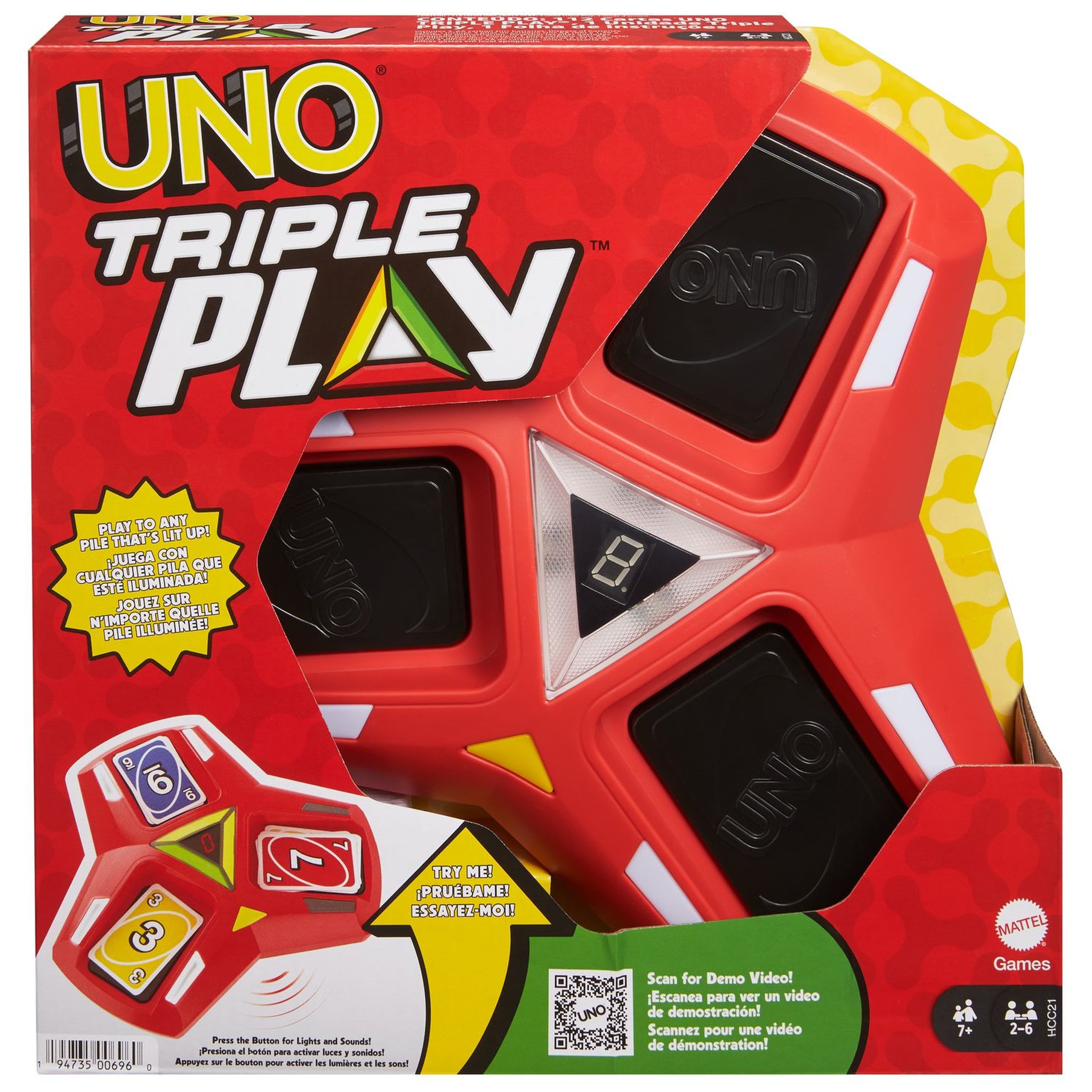 Voir la diapositive 1 : MATTEL MATTEL GAMES UNO Triple Play sonore et lumineux