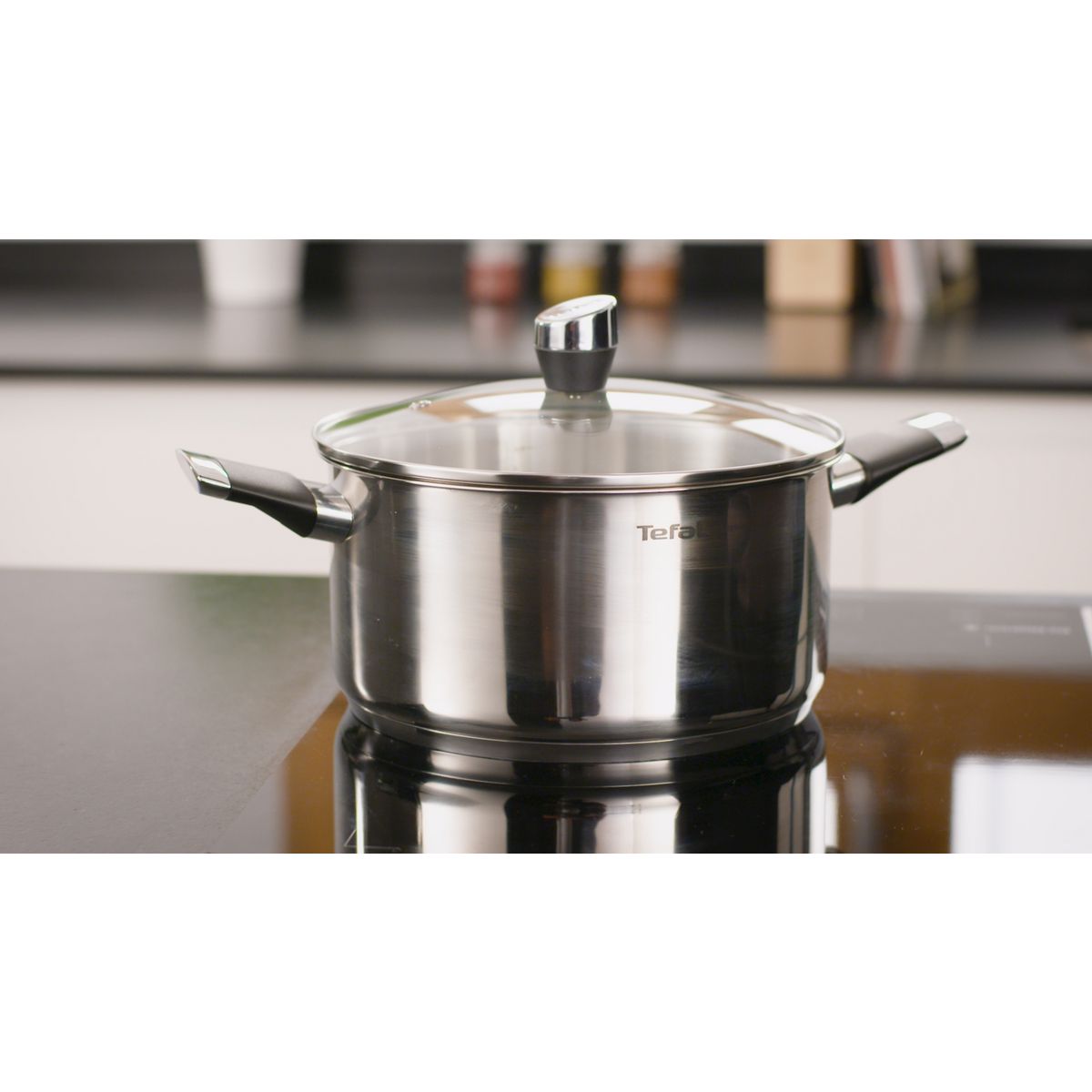 TEFAL Faitout induction EMOTION  inox 24 cm + CV verre 