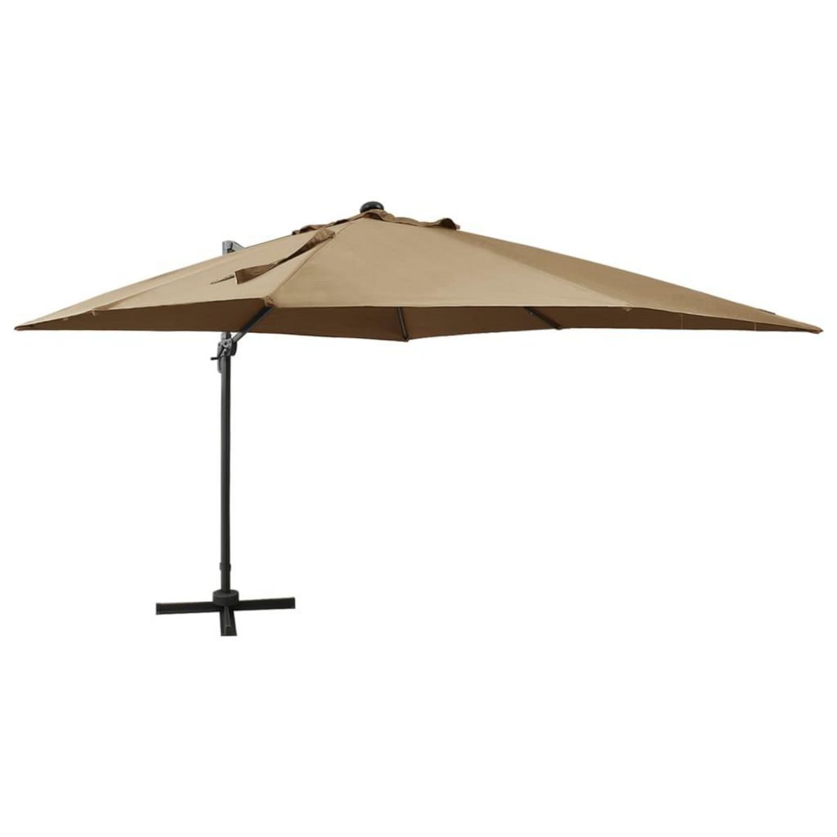 VIDAXL Parasol de jardin en porte-a-faux et mat et lumieres LED taupe