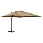 Voir la diapositive 1 : VIDAXL Parasol de jardin en porte-a-faux et mat et lumieres LED taupe