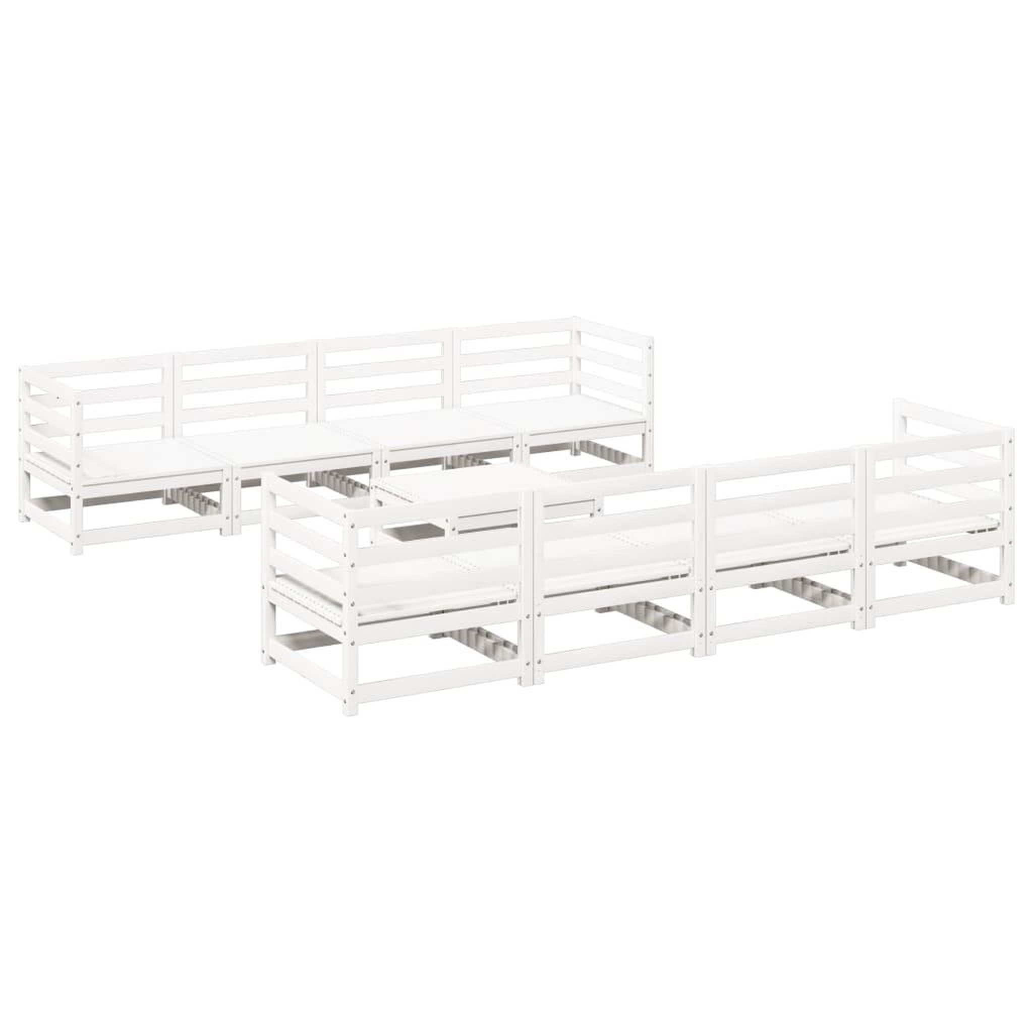 Voir la diapositive 2 : VIDAXL Salon de jardin 9 pcs blanc bois de pin massif