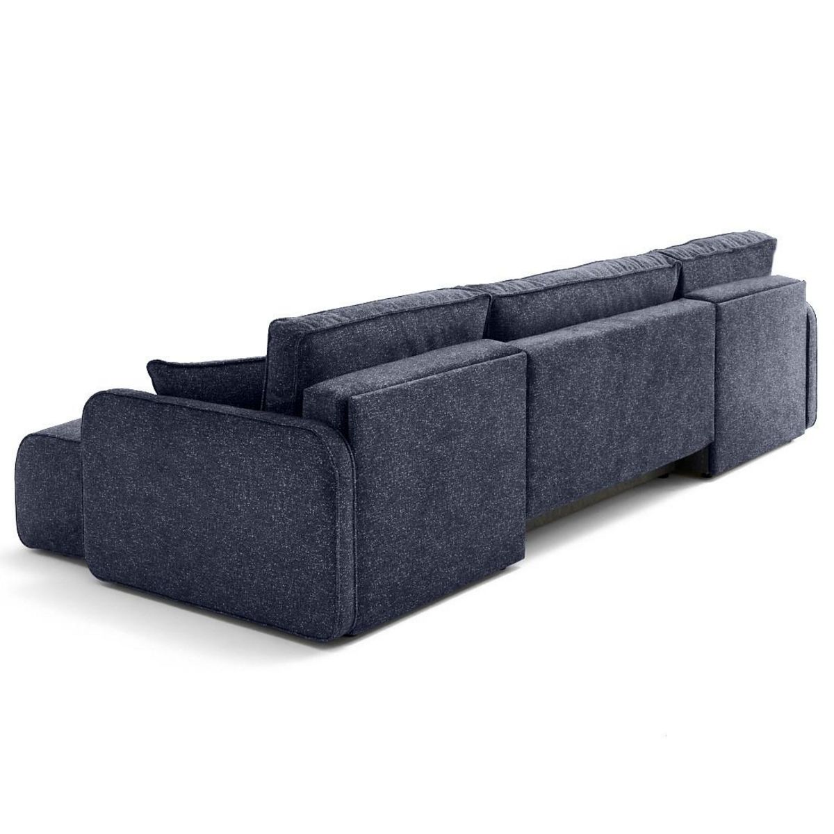 LISA DESIGN Apolline - canapé panoramique en u 7 places convertible avec coffres en tissu moucheté