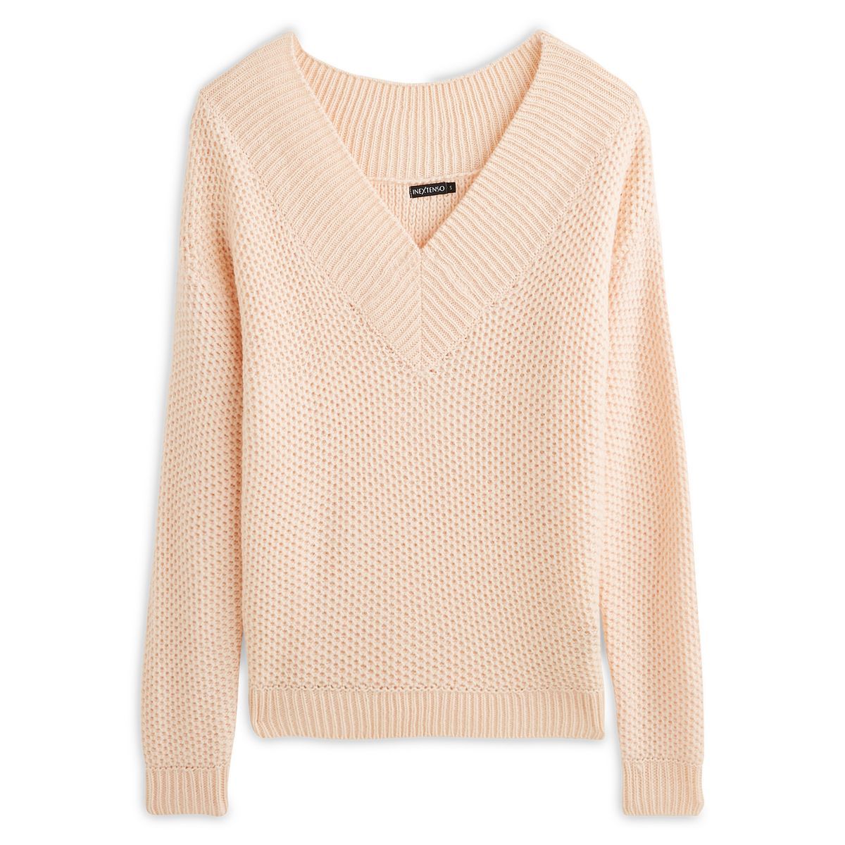 INEXTENSO Pull col v rose femme