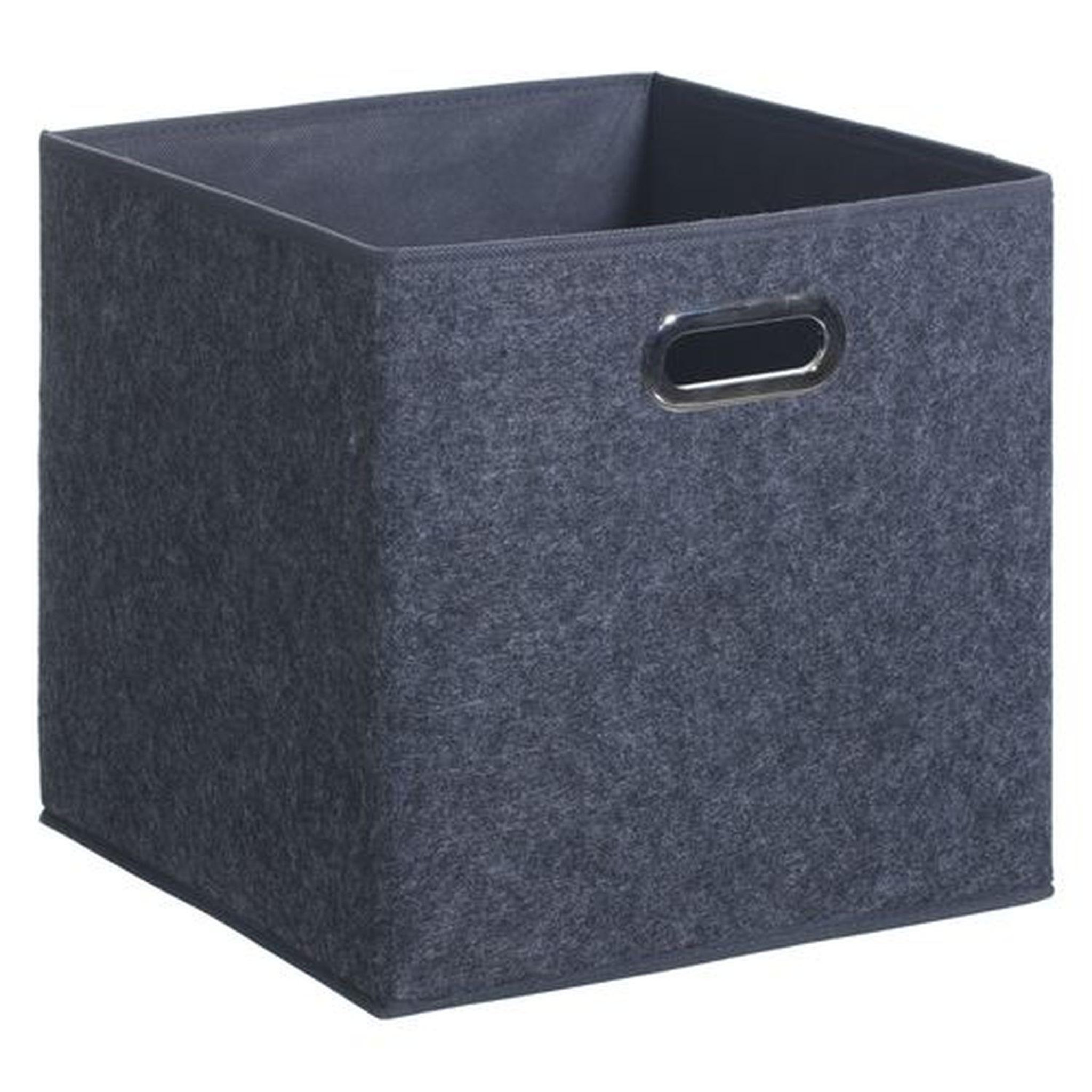 Voir la diapositive 3 : TOILINUX Lot de 2 boites de rangement en feutrine - L. 31 cm x H. 31 cm - Gris foncé chiné