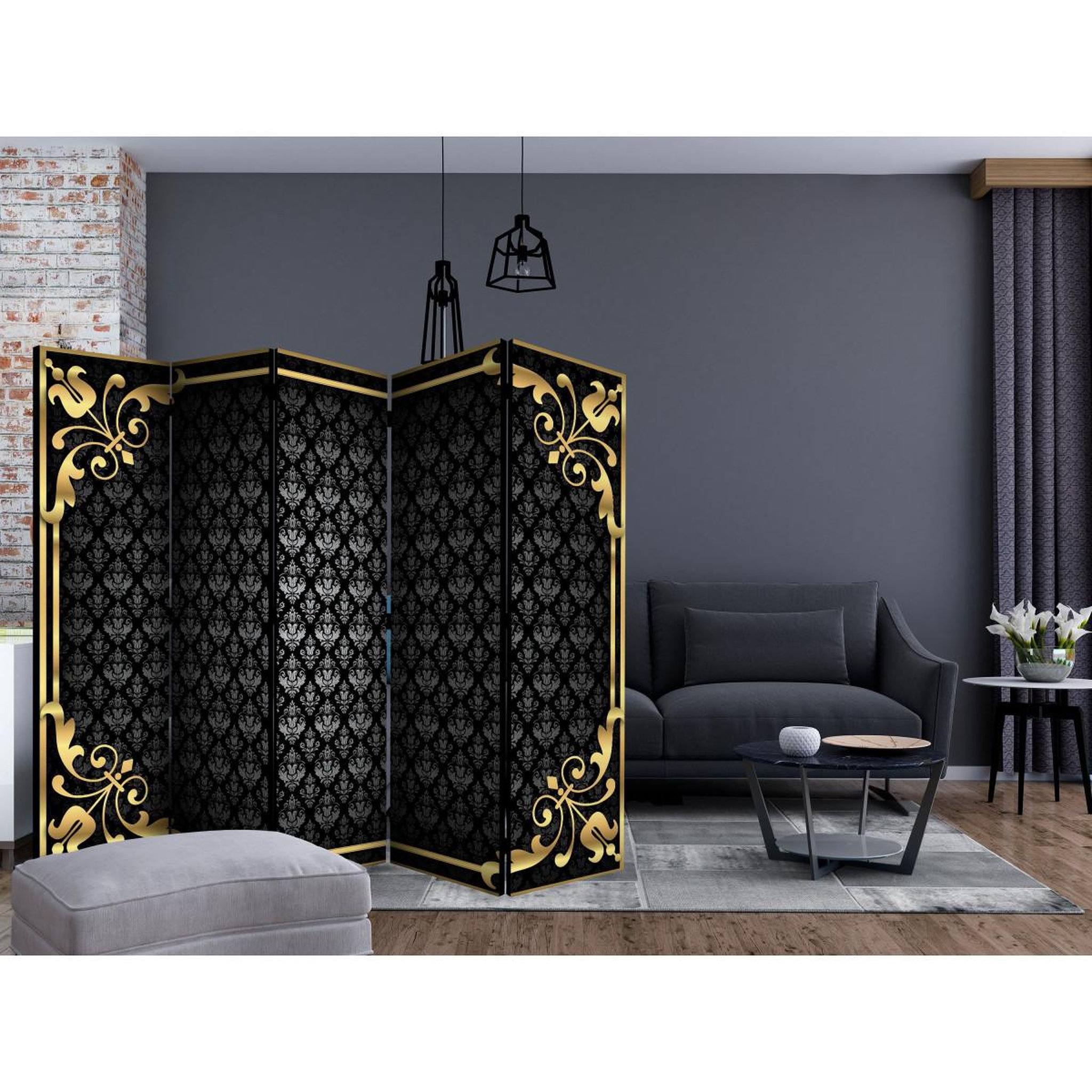 Voir la diapositive 2 : Paris Prix Paravent 5 volets  a little bit of luxury  172x225cm