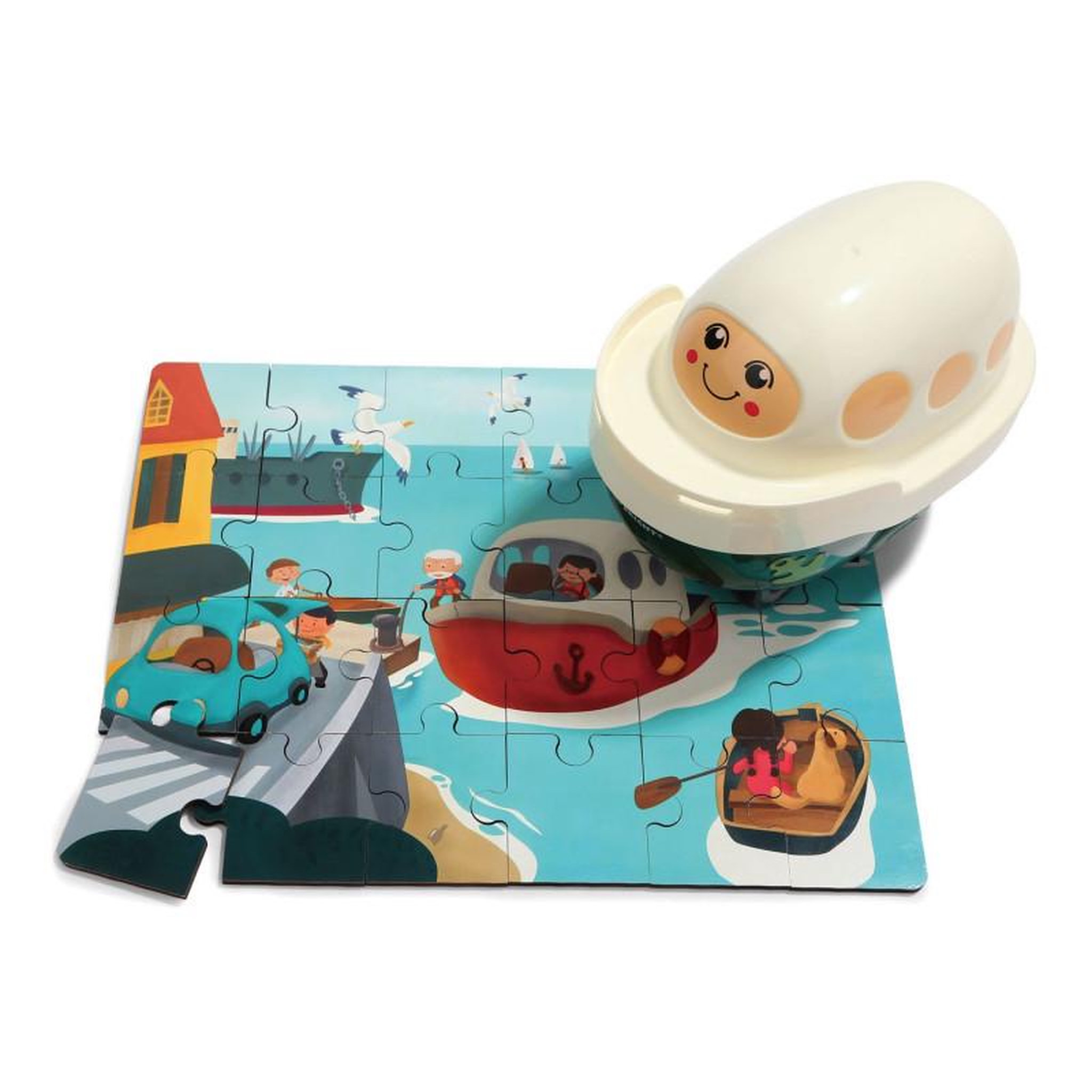 TOPBRIGHT Topbright - Wooden Jigsaw Puzzle Harbor with Steamboat, 24pcs. 130912