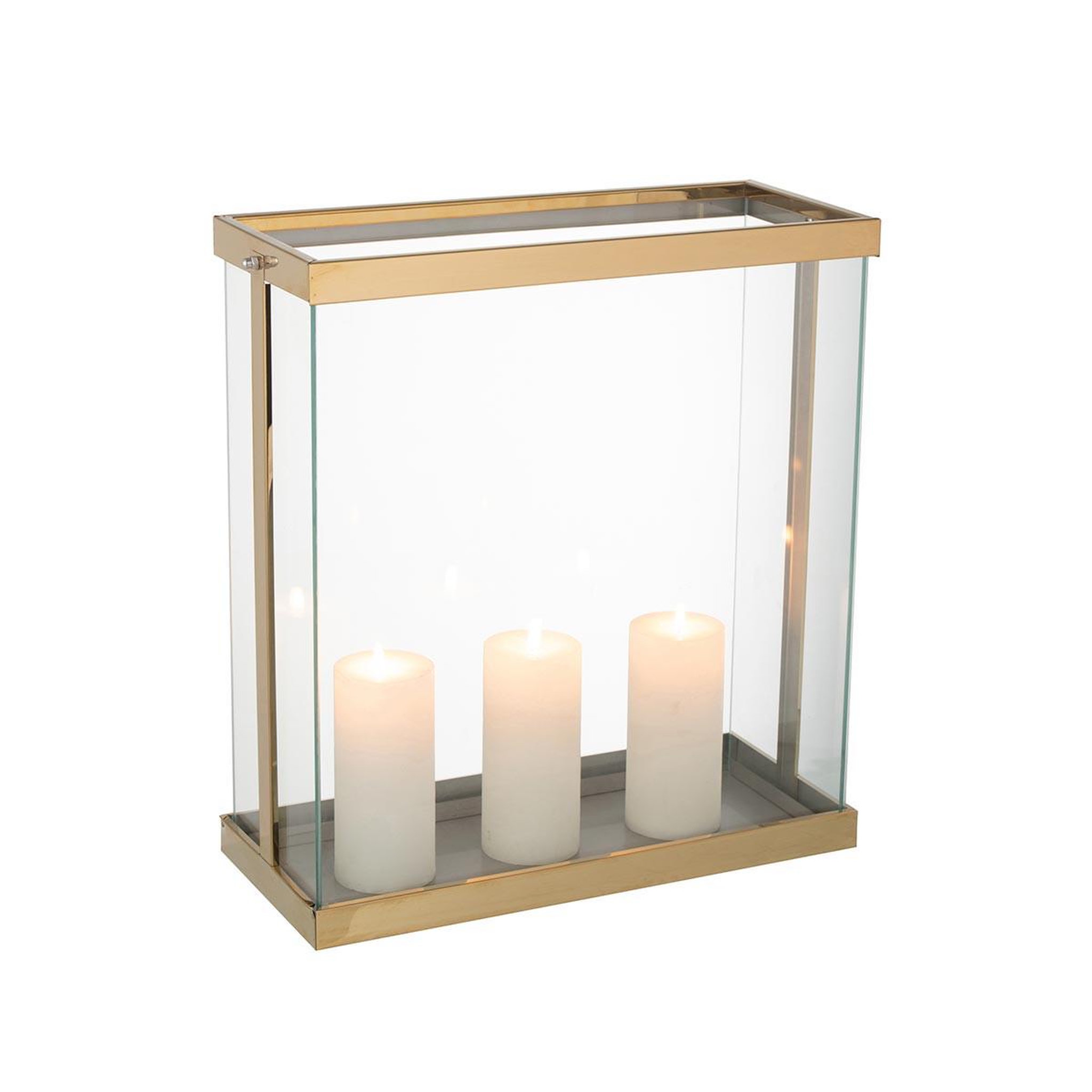 Voir la diapositive 2 : J-LINE Lanterne en Verre  Enma  45cm Or