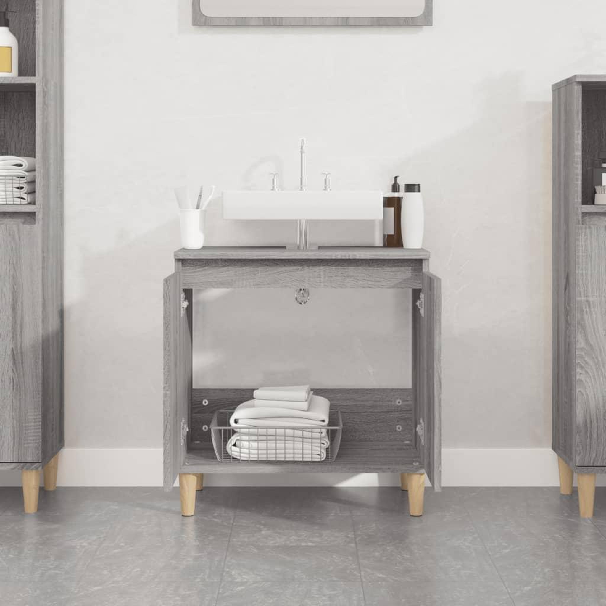 Voir la diapositive 3 : VIDAXL Meuble d'evier sonoma gris 58x33x60 cm bois d'ingenierie