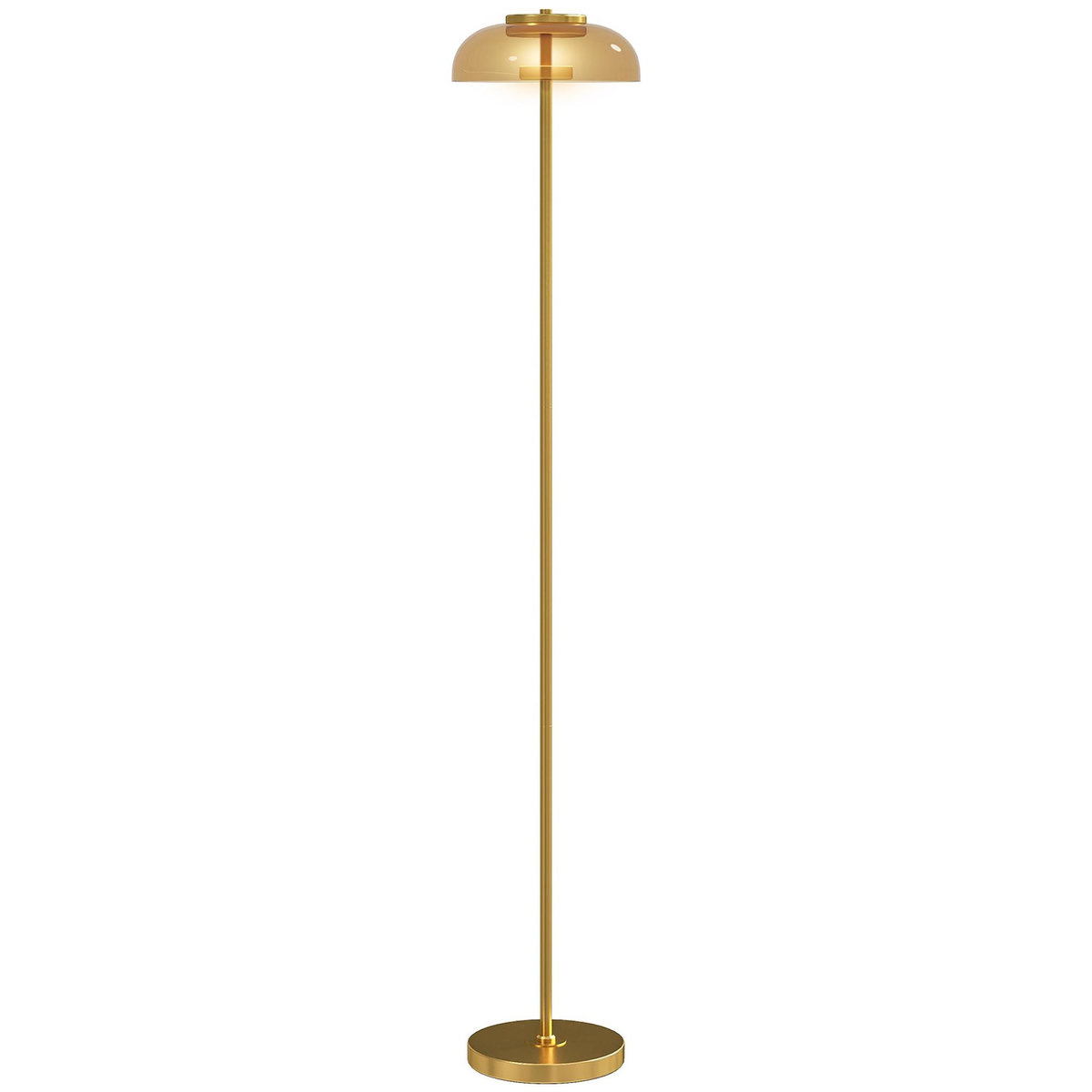 HOMCOM Lampadaire sur pied LED style vintage métal doré verre fumé lumière chaude 3000K