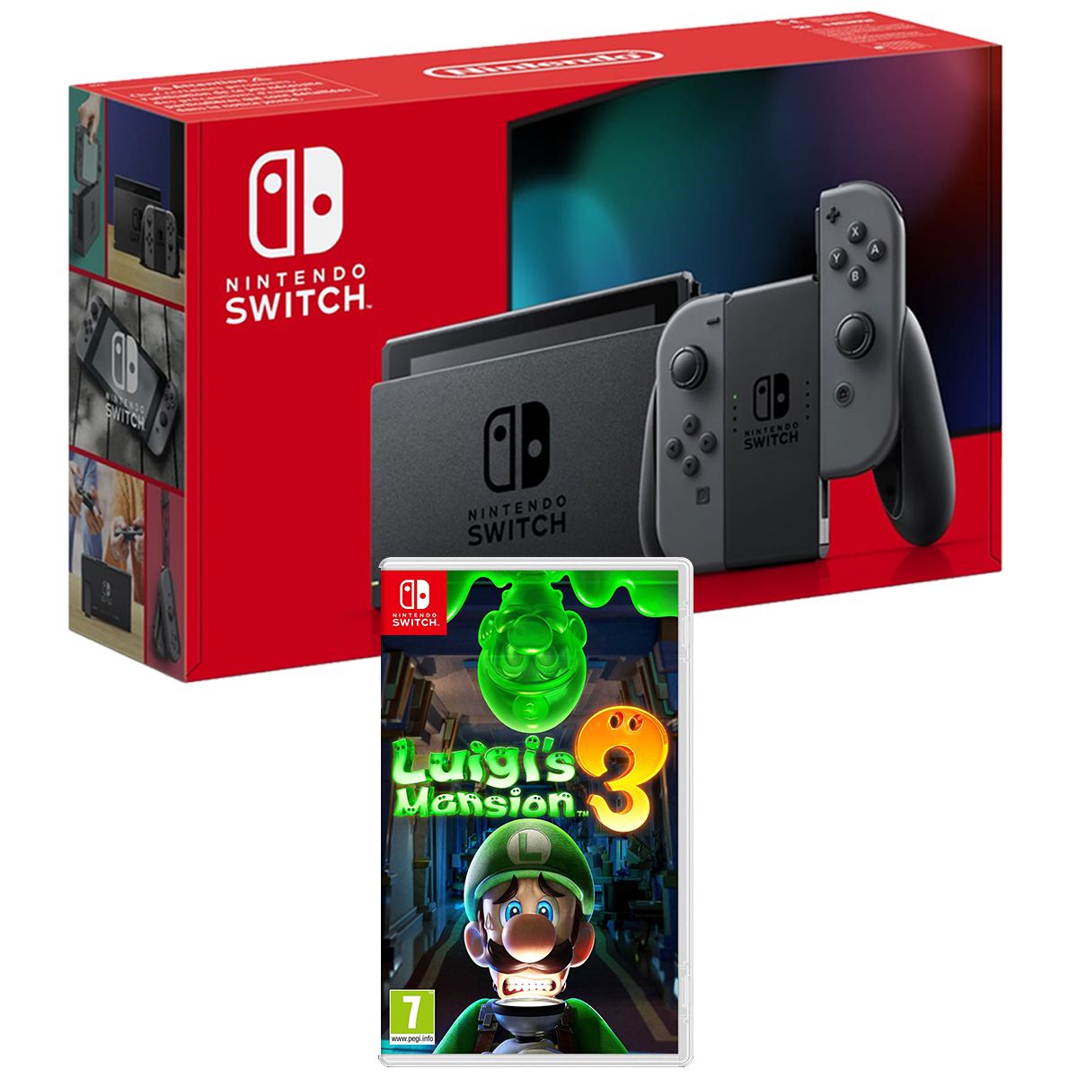 EXCLU WEB Console Nintendo Switch Joy-Con Gris + Luigi's Mansion 3