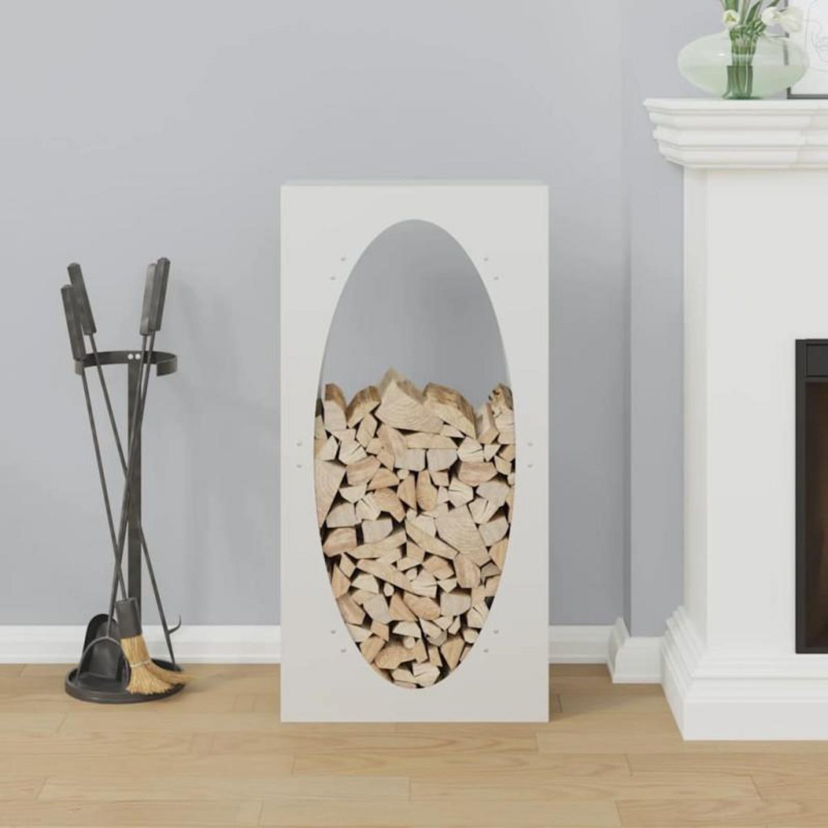 VIDAXL Portant de bois chauffage blanc 50x23x100 cm