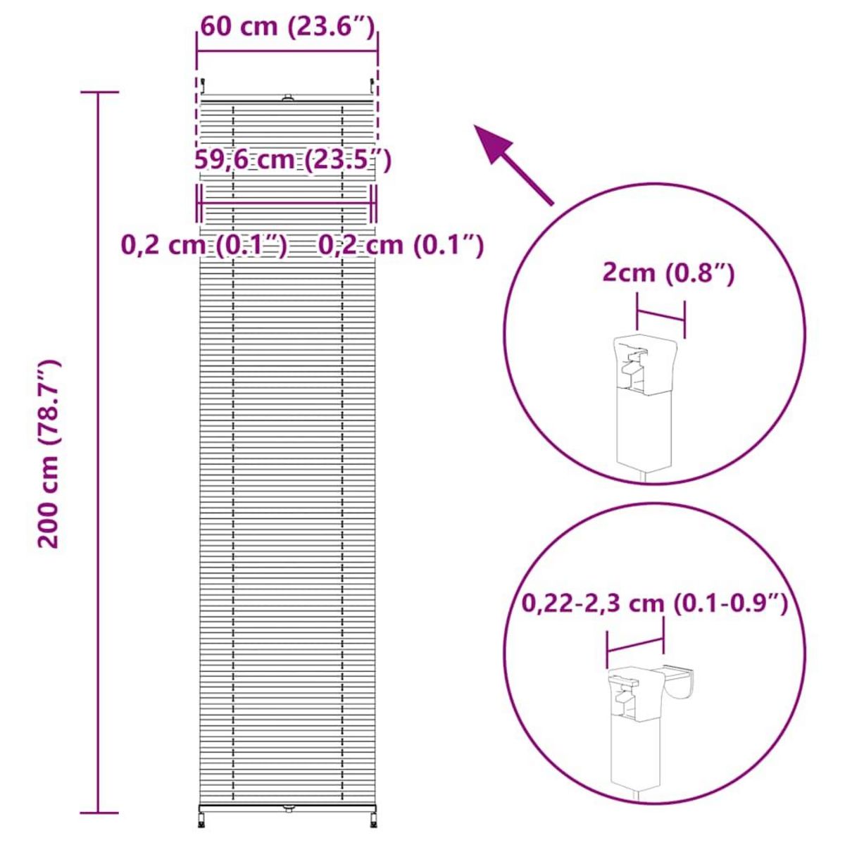 VIDAXL Store plisse 60x200 cm Blanc