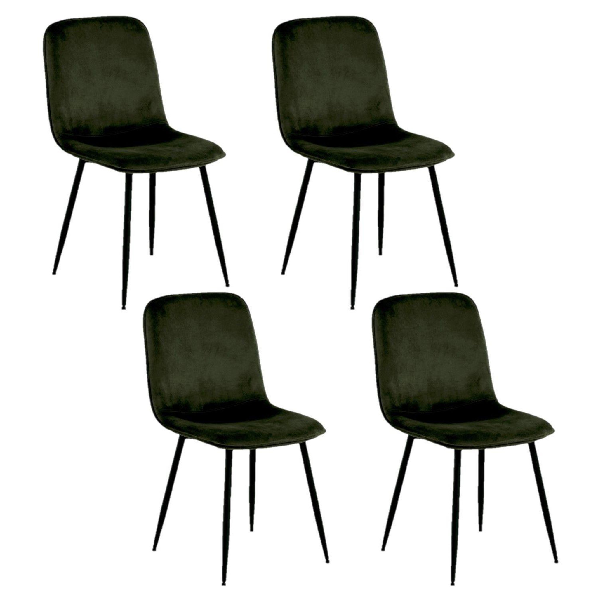 Voir la diapositive 1 : TOILINUX Lot de 4 chaises Kate en velours et métal - Vert