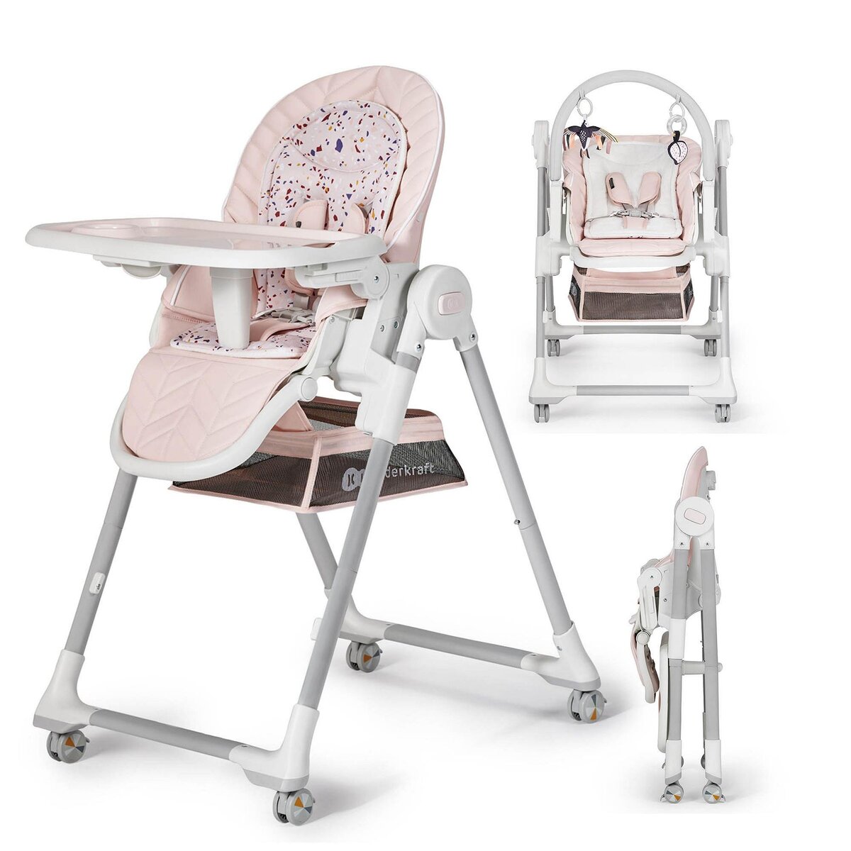 KINDERKRAFT Chaise haute 2 en 1 - transat et siège réglable