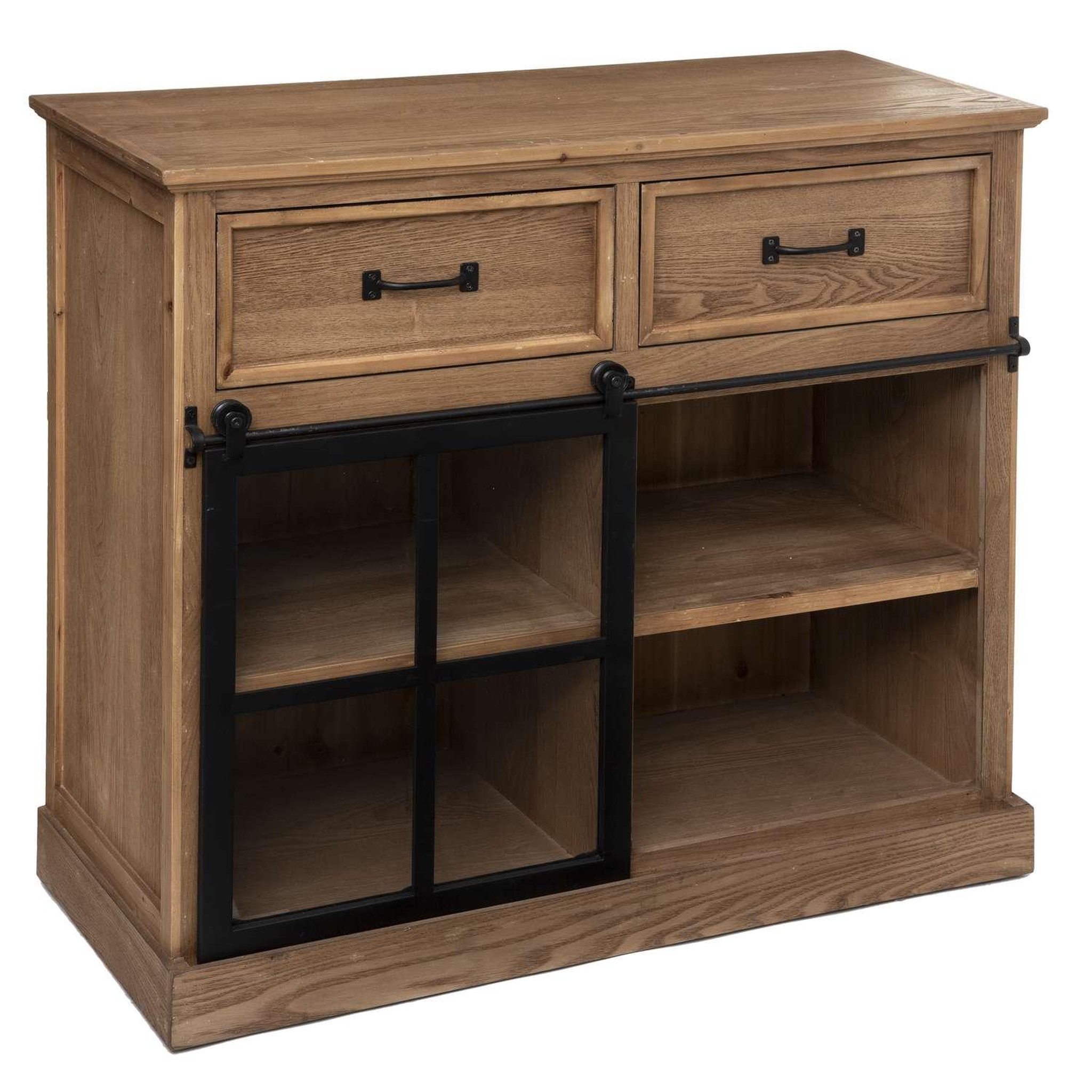 ATMOSPHERA Buffet avec porte coulissante en verre danik - marron et noir