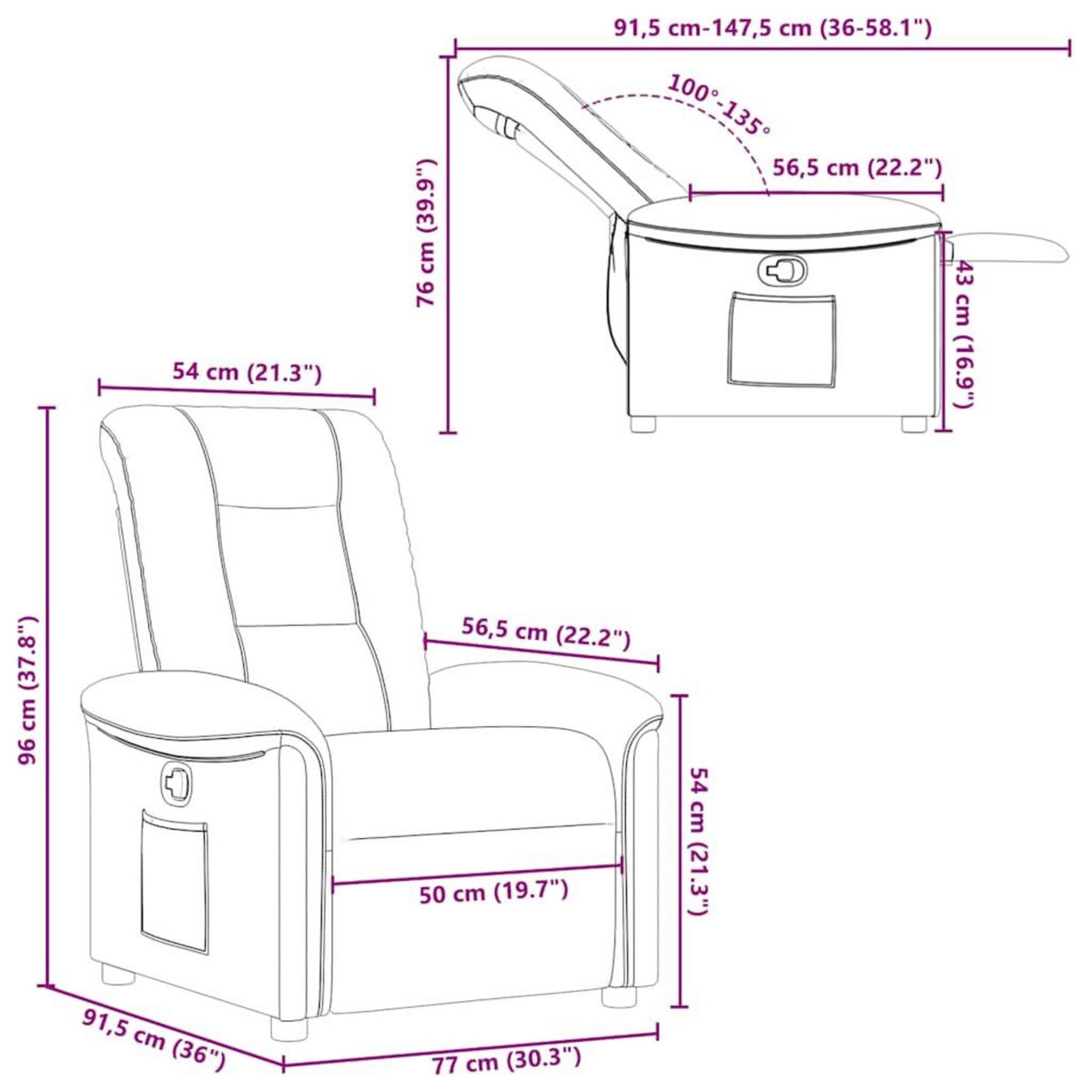 VIDAXL Fauteuil inclinable Marron fonce Tissu