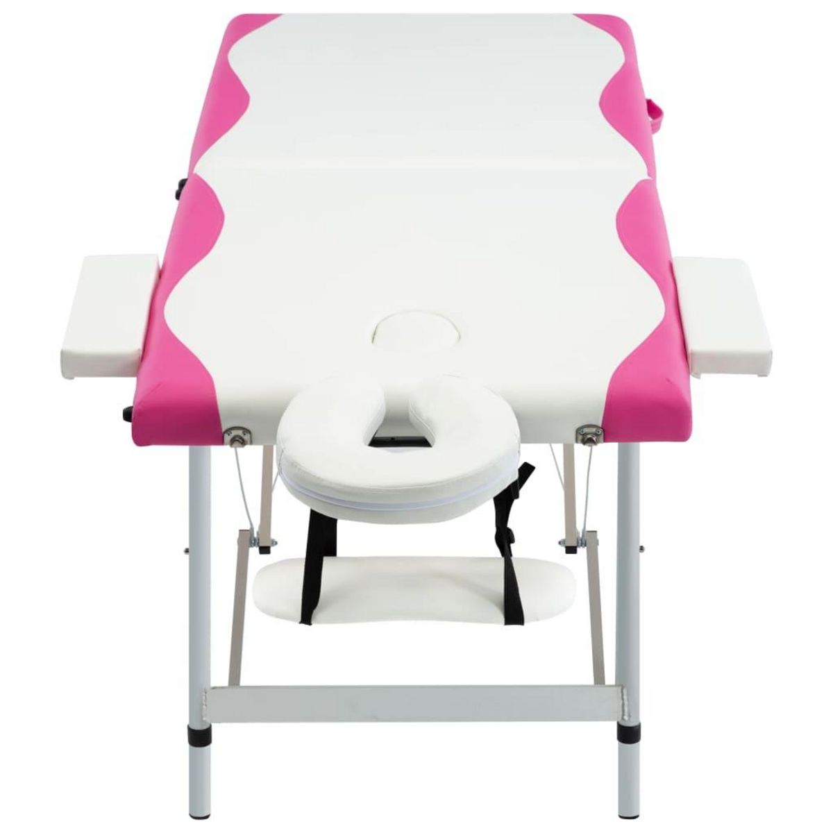 VIDAXL Table de massage pliable 2 zones Aluminium Blanc et rose