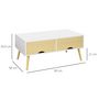 Voir la diapositive 3 : HOMCOM Table basse rectangulaire design scandinave 2 tiroirs coulissants grande niche piètement bois pin blanc aspect bois clair