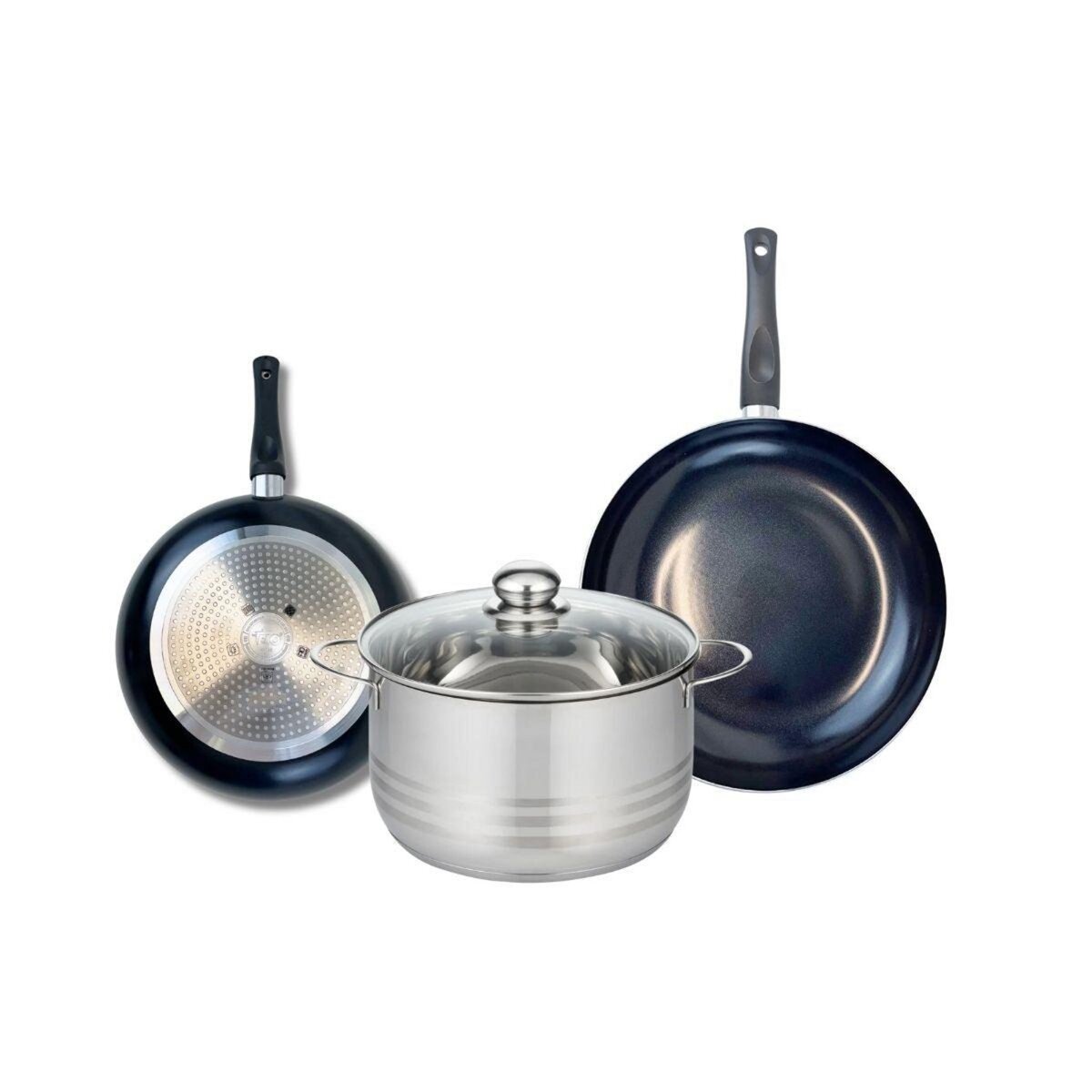ELO Ensemble de 2 Poêles de cuisson 24 et 28 cm et 1 faitout 24 cm Elo Prima Brillant