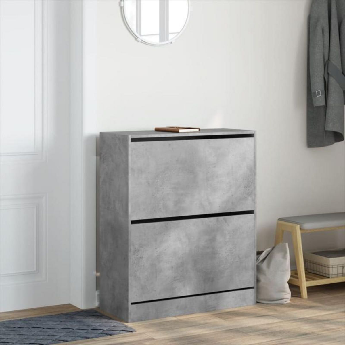 VIDAXL Armoire à chaussures gris béton 80x34x96,5 cm bois d ingénierie