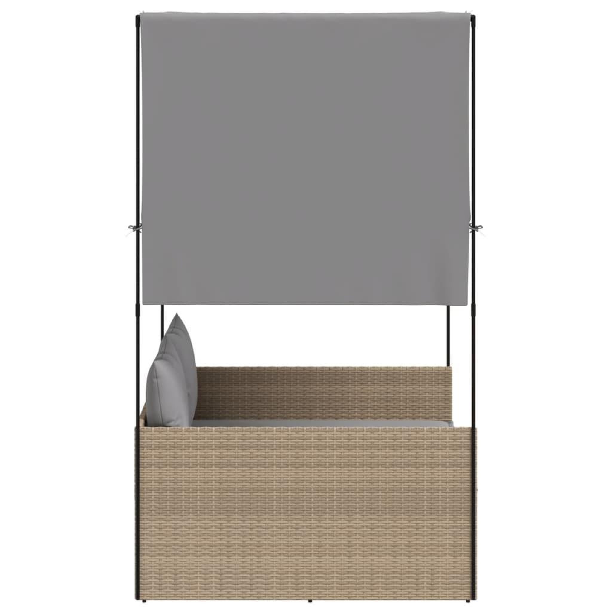 Voir la diapositive 4 : VIDAXL Chaise longue double avec toit et rideaux beige resine tressee
